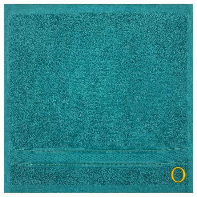 Byft - Letter O Monogrammed Face Towel - 30 x 30 cm - 6pcs - Turquoise Blue