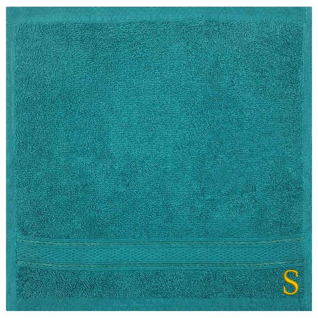 Byft - Letter S Monogrammed Face Towel - 30 x 30 cm - 6pcs - Turquoise Blue