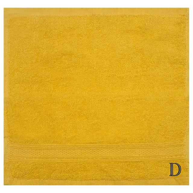 Byft - Letter D Monogrammed Face Towel - 30 x 30 cm - 6pcs – Yellow