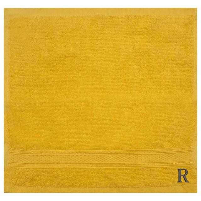 Byft - Letter R Monogrammed Face Towel - 30 x 30 cm - 6pcs – Yellow