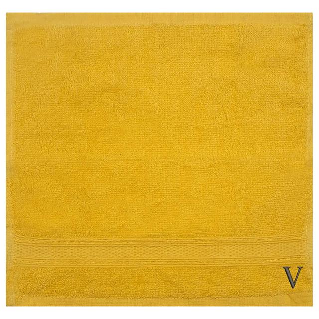 Byft - Letter V Monogrammed Face Towel - 30 x 30 cm - 6pcs – Yellow