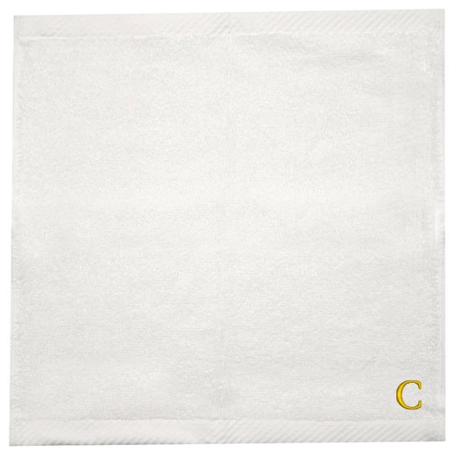 Byft - Letter C Monogrammed Face Towel - 33 x 33 cm - 6pcs - Golden/White