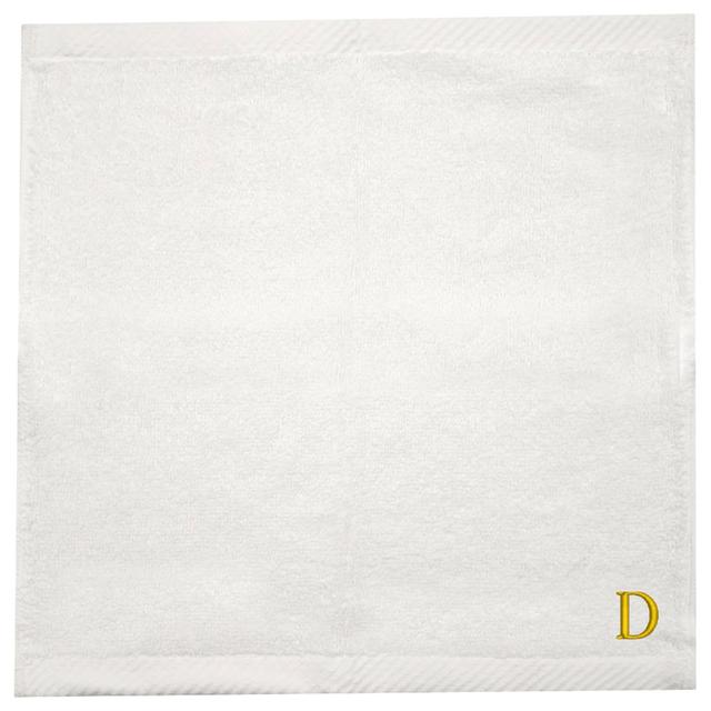 Byft - Letter D Monogrammed Face Towel - 33 x 33 cm - 6pcs - Golden/White