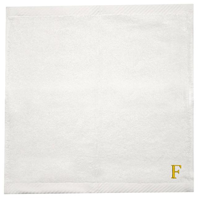 Byft - Letter F Monogrammed Face Towel - 33 x 33 cm - 6pcs - Golden/White