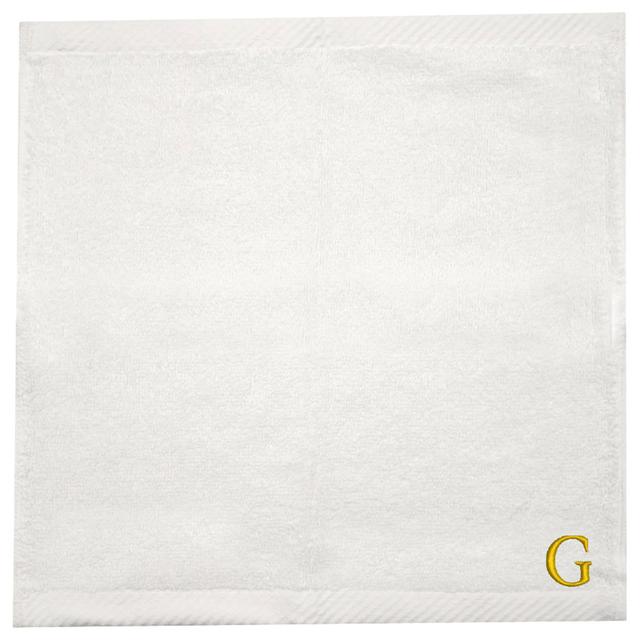 Byft - Letter G Monogrammed Face Towel - 33 x 33 cm - 6pcs - Golden/White