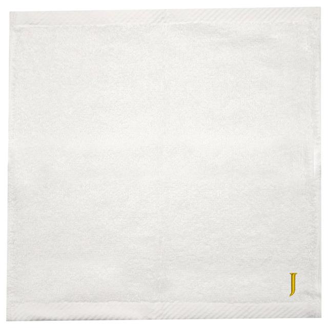 Byft - Letter J Monogrammed Face Towel - 33 x 33 cm - 6pcs - Golden/White