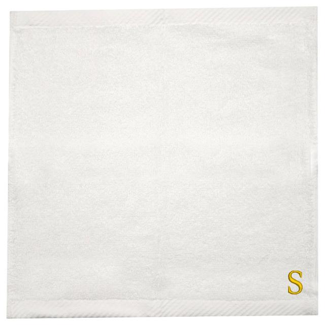 Byft - Letter S Monogrammed Face Towel - 33 x 33 cm - 6pcs - Golden/White