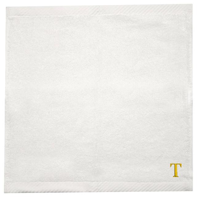 Byft - Letter T Monogrammed Face Towel - 33 x 33 cm - 6pcs - Golden/White