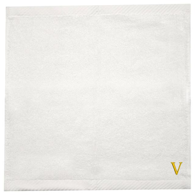 Byft - Letter V Monogrammed Face Towel - 33 x 33 cm - 6pcs - Golden/White