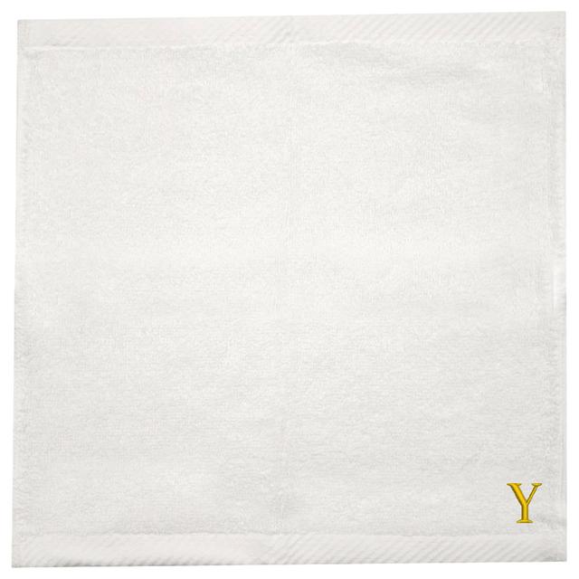 Byft - Letter Y Monogrammed Face Towel - 33 x 33 cm - 6pcs - Golden/White