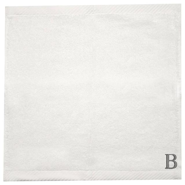 Byft - Letter B Monogrammed Face Towel - 33 x 33 cm - 6pcs - Silver/White