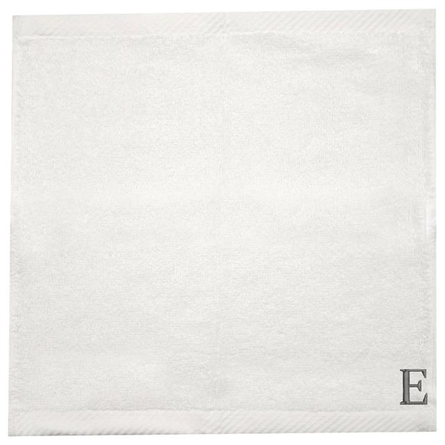 Byft - Letter E Monogrammed Face Towel - 33 x 33 cm - 6pcs - Silver/White