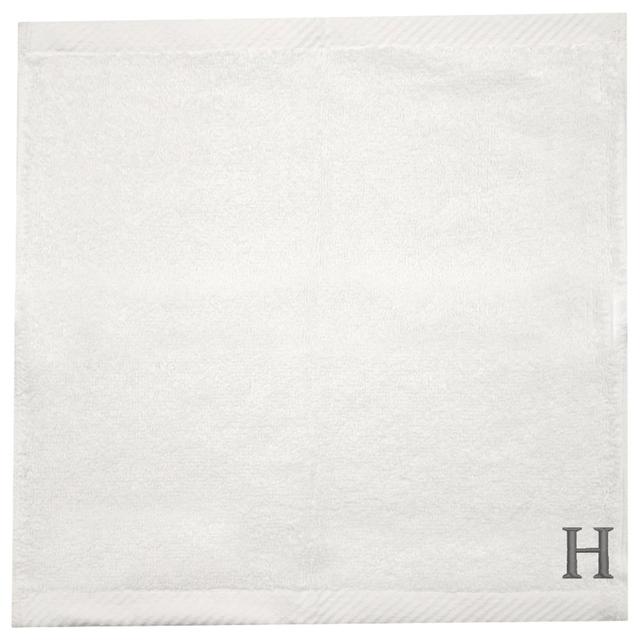 Byft - Letter H Monogrammed Face Towel - 33 x 33 cm - 6pcs - Silver/White