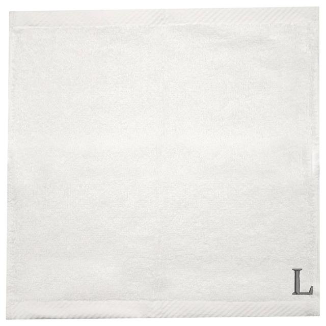 Byft - Letter L Monogrammed Face Towel - 33 x 33 cm - 6pcs - Silver/White