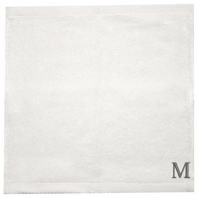 Byft - Letter M Monogrammed Face Towel - 33 x 33 cm - 6pcs - Silver/White