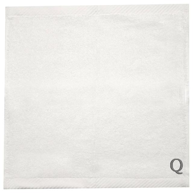 Byft - Letter Q Monogrammed Face Towel - 33 x 33 cm - 6pcs - Silver/White