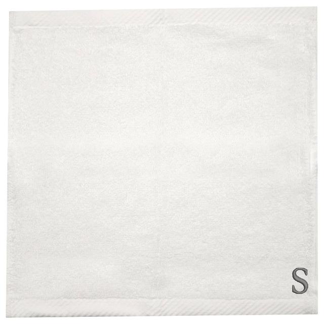 Byft - Letter S Monogrammed Face Towel - 33 x 33 cm - 6pcs - Silver/White