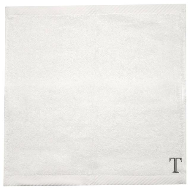 Byft - Letter T Monogrammed Face Towel - 33 x 33 cm - 6pcs - Silver/White