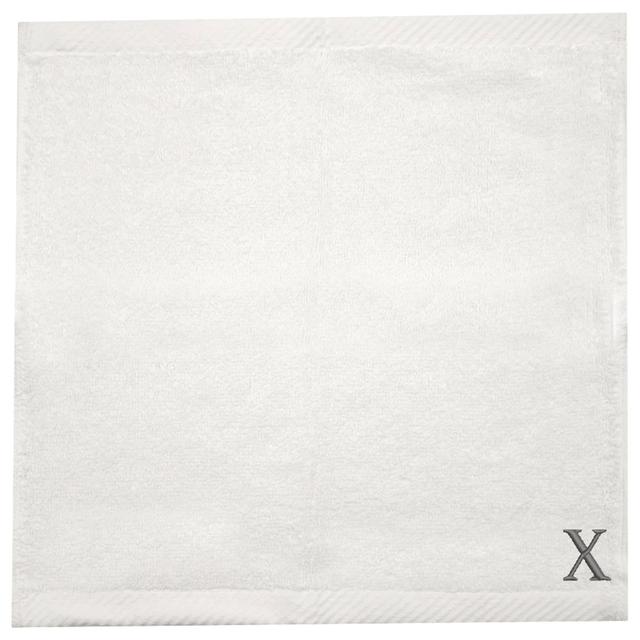 Byft - Letter x Monogrammed Face Towel - 33 x 33 cm - 6pcs - Silver/White