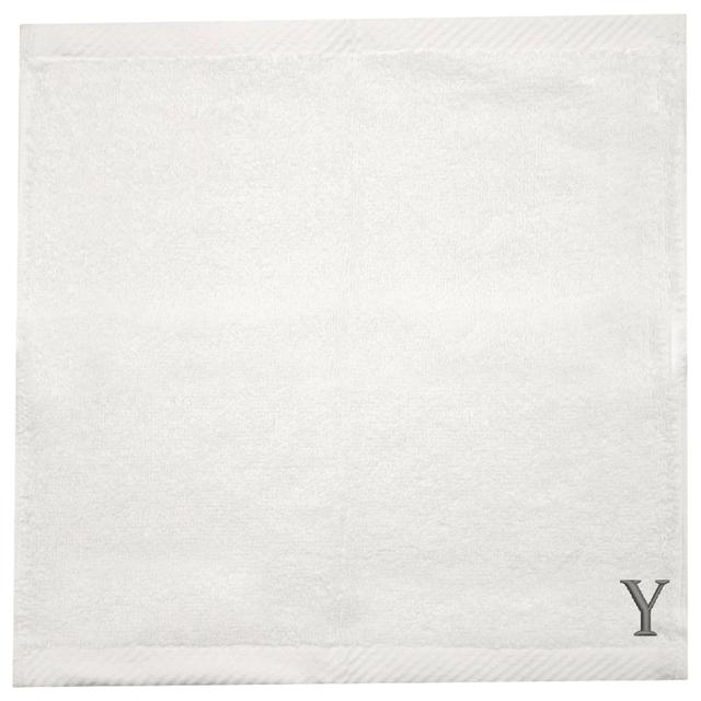 Byft - Letter Y Monogrammed Face Towel - 33 x 33 cm - 6pcs - Silver/White