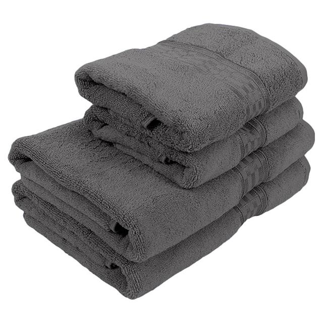 BYFT - Home Ultra Hand Towel 2pcs and Bath Towel 2pcs - Grey