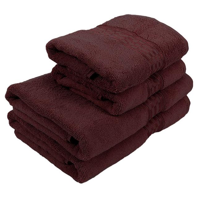 BYFT - Home Ultra Hand Towel 2pcs and Bath Towel 2pcs - Burgundy