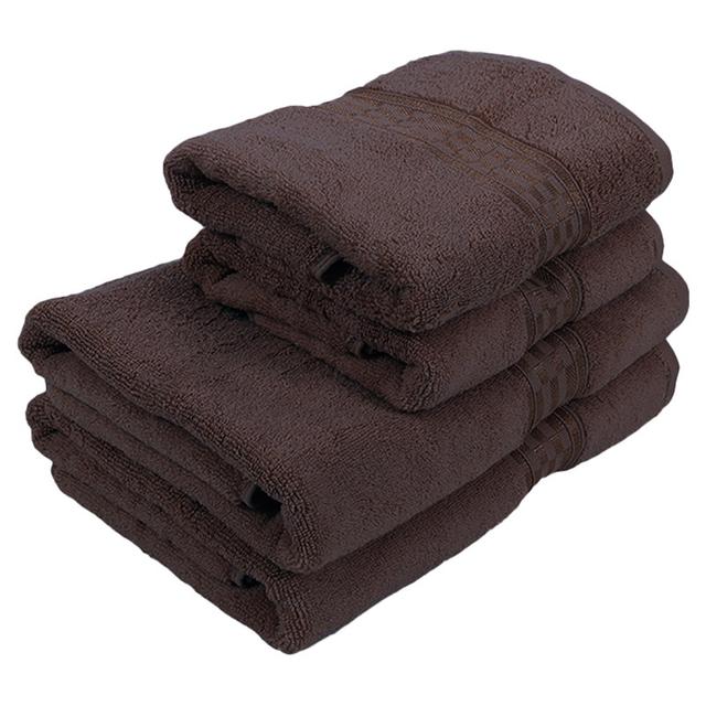 BYFT - Home Ultra Hand Towel 2pcs and Bath Towel 2pcs - Brown