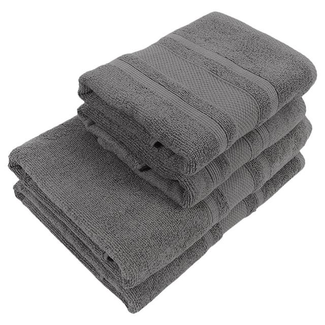 BYFT - Home Castle Hand Towel 2pcs and Bath Towel 2pcs - Grey