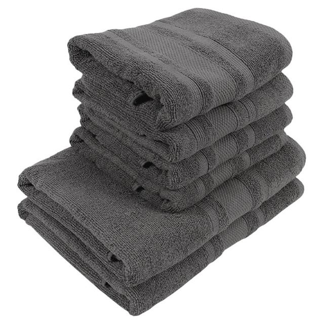 BYFT - Home Castle Hand Towel 4pcs and Bath Towel 2pcs - Grey