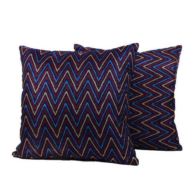 BYFT - Zigzag Elegance Decorative Cushion Cover - Berry Blue - 2pcs