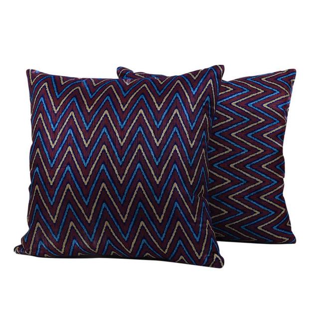 BYFT - Zigzag Elegance Decorative Cushion And Cover - Berry Blue - 2pcs