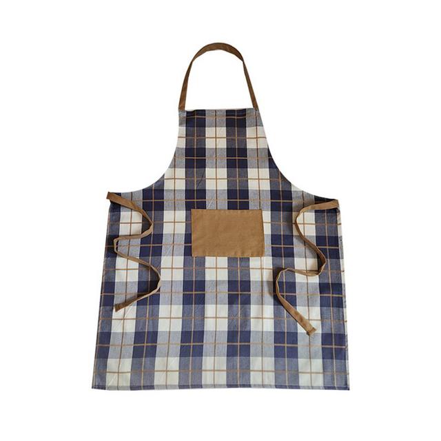 BYFT - Orchard Checkered Kitchen Apron - Navy Blue/Caramel