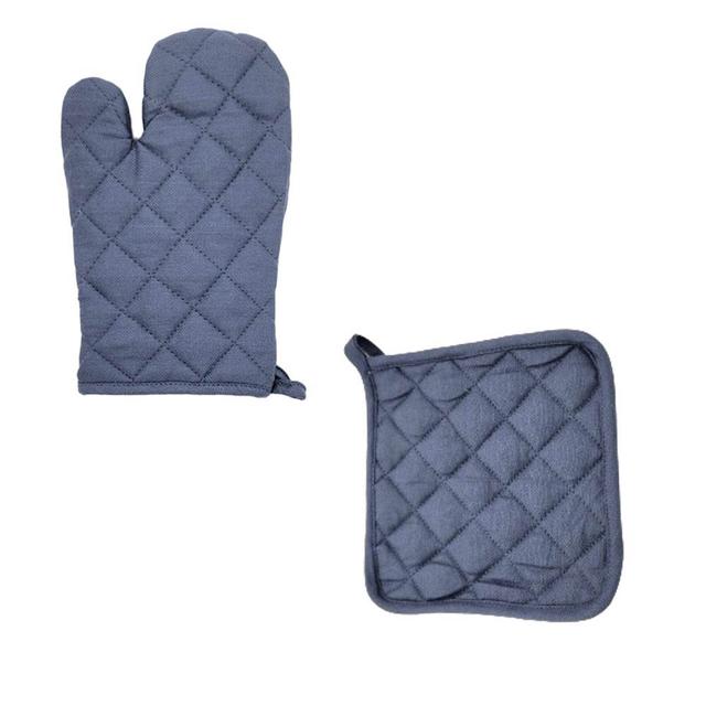 BYFT - Orchard Glove And Pot Holder - Denim Blue - 2pcs