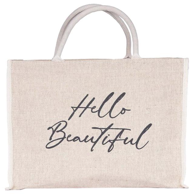 BYFT - Natural Shopping Jute Bag - Hello Beautiful