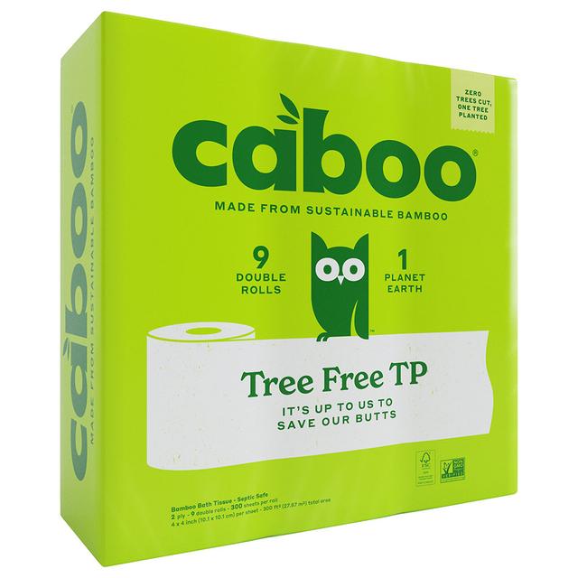 Caboo - Bamboo Plastic Free Bath Tissue - Pack of 9 - 300 Sheets