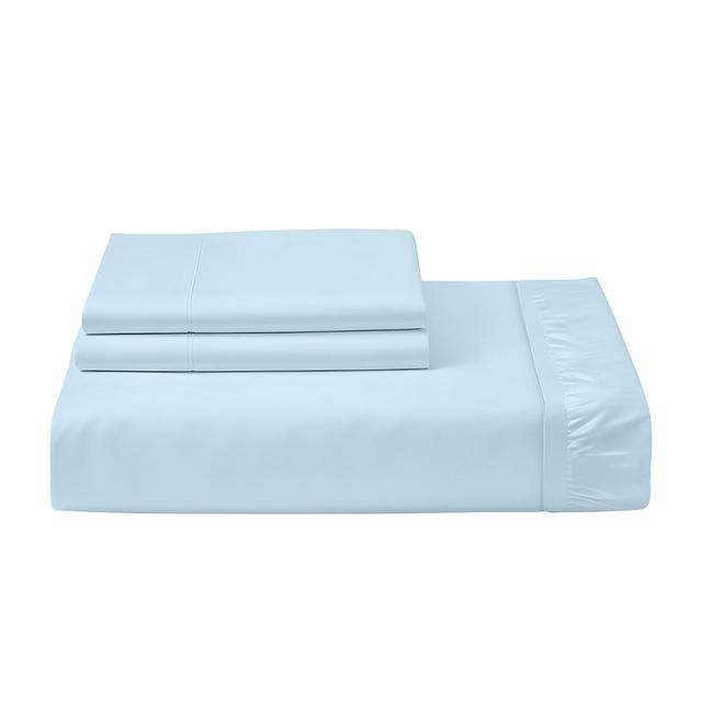 Cotton Home - King Size Fitted Bedsheet With 2 Pillow Case - Sky Blue