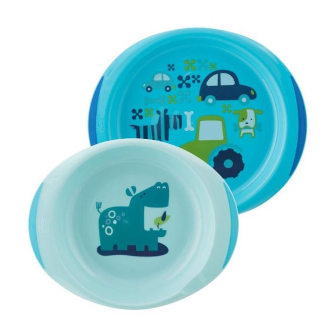 Chicco - Baby's Dish Set 12m+ - 2 Pcs - Blue