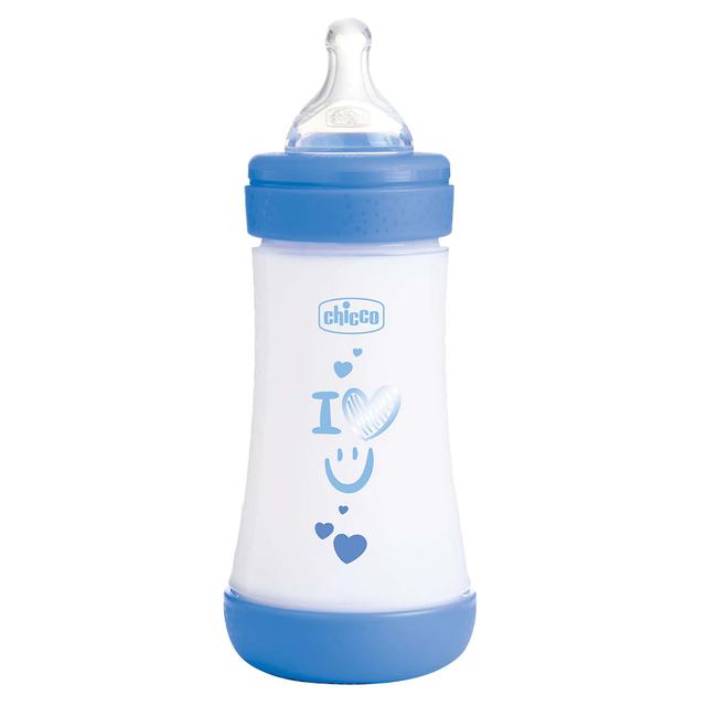 Chicco - Perfect 5 Medium Flow Feeding Bottle - Blue - 240 ml