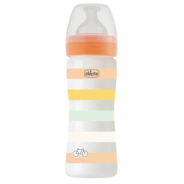 Chicco - Well-Being Plastic Medium Flow Feeding Bottle - Orange - 250 ml