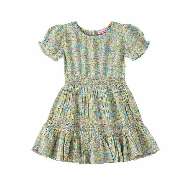 Jelliene - AOP Flower Printed Woven Dress - Green_2-3Y