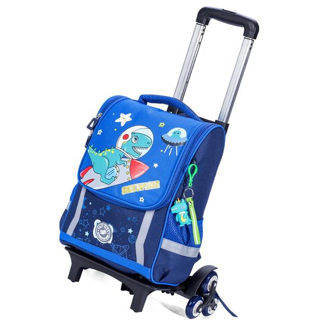 Eazy Kids - Dino In Space School Bag With Trolley - Blue