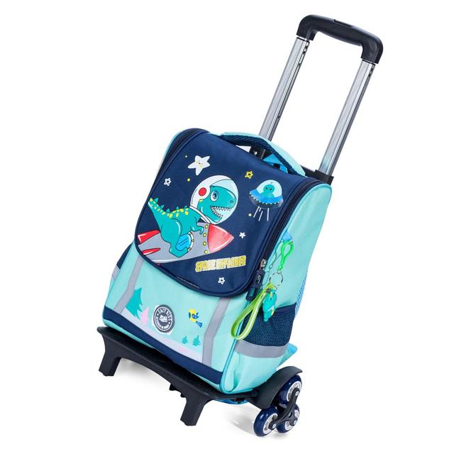 Eazy Kids - Dino In Space School Bag With Trolley - Green