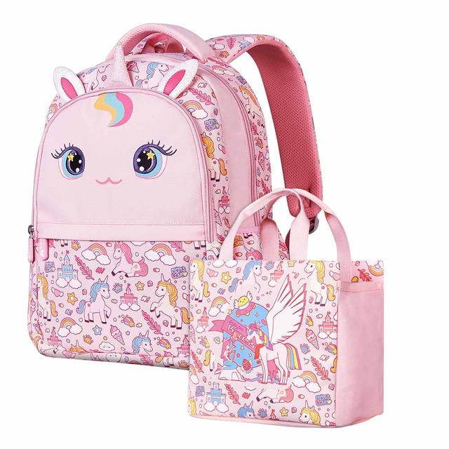 Nohoo - Unicorn School Backpack With Handbag - Pink - 16-inch