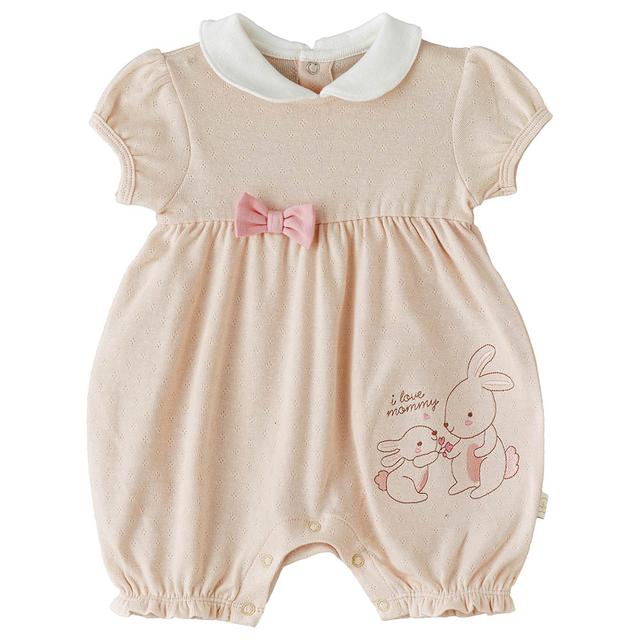 Elegant Kids - Girl's Breezy Playful Designs Cotton Romper - Beige