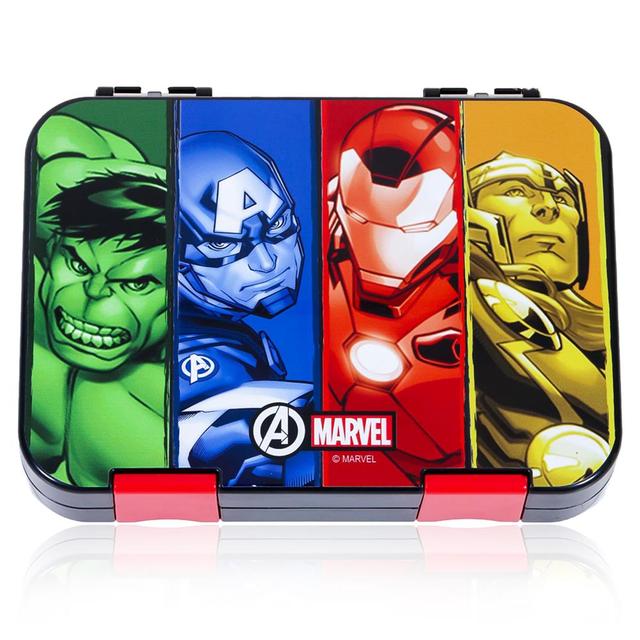 Eazy Kids - Marvel Avengers Super Hero Bento Lunch Box - Black - 6 Compartments
