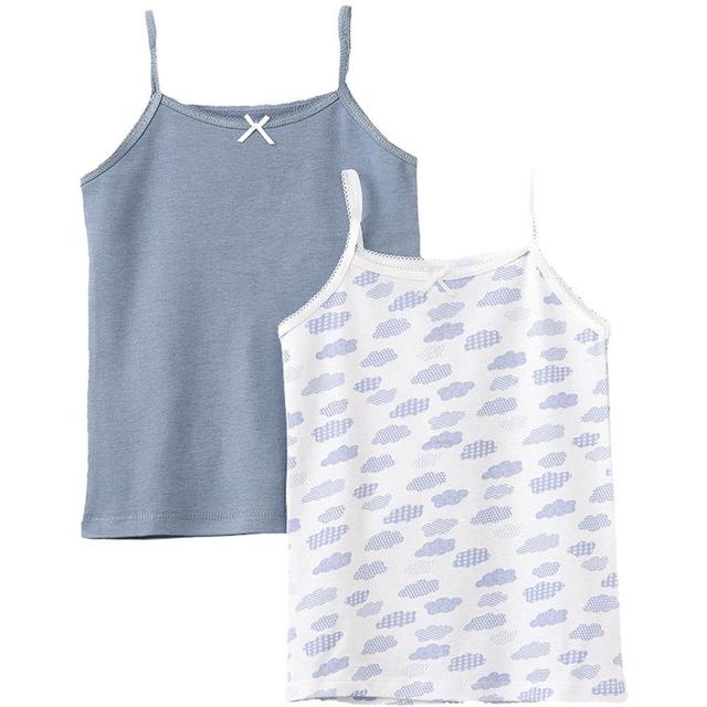 Jelliene - 2pc-Set - Girl's Soft Cotton Vests - Clouds/Blue