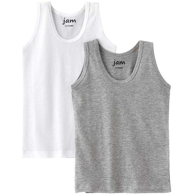 Jam - 2pc-Set - Kids Soft Cotton Sleeveless Vests - White/Grey_8-9Y