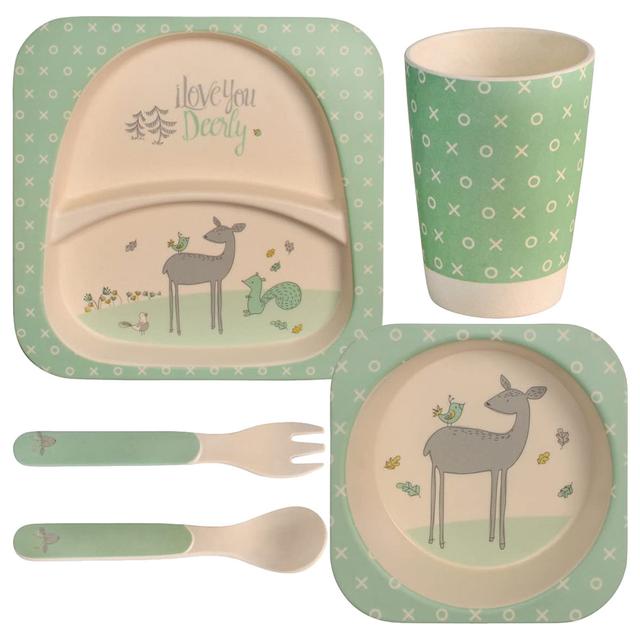 Factory Price - Animal Printed Bamboo Dining Set - 5pcs - Green