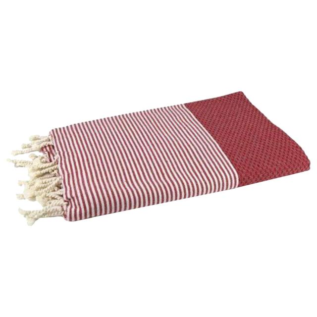 Hammam Corner - 100% Recycled Cotton Honeycomb Beach Towel - Red