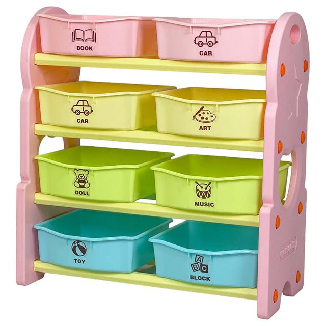 Home Canvas - Children Deluxe Multi-Bin Toy Organizer - Pink